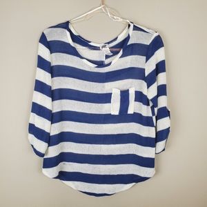 Charming Charlie Navy Cream Striped Sweater